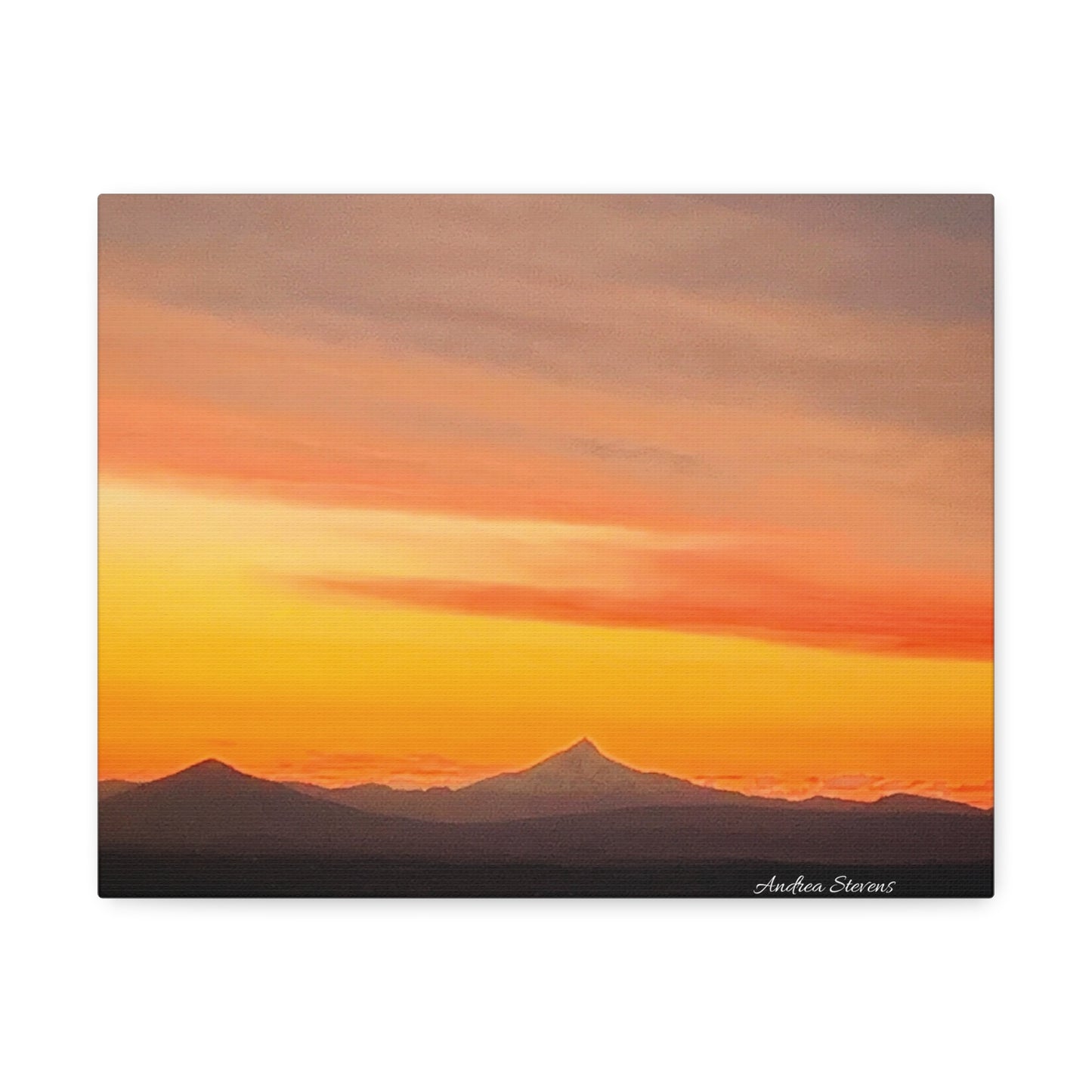 Bend Oregon Stretched Canvas Wall Art - Serene Mountain Sunset Decor
