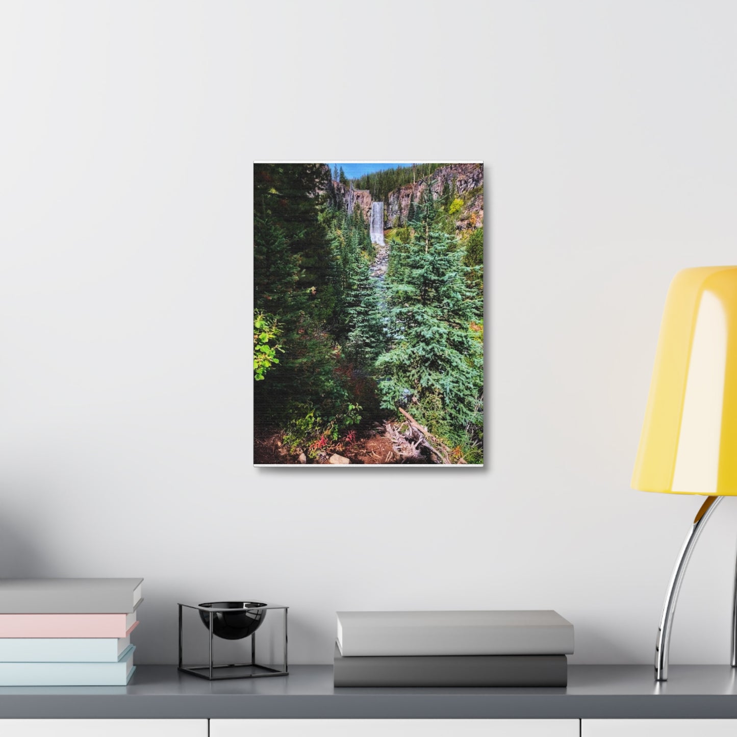Bend Oregon Serene Nature Stretched Canvas - Tranquil Forest Waterfall Wall Art
