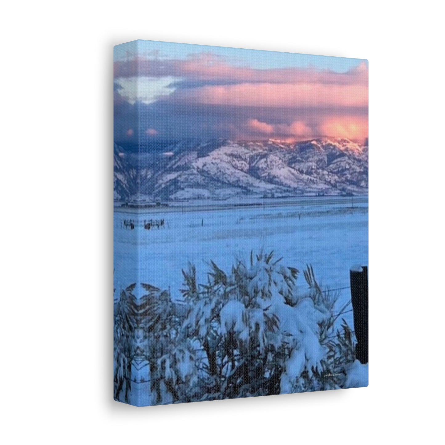 Lakeview Oregon Winter Landscape Stretched Canvas Art - Scenic Mountain Wall Decor by Andrea Stevens