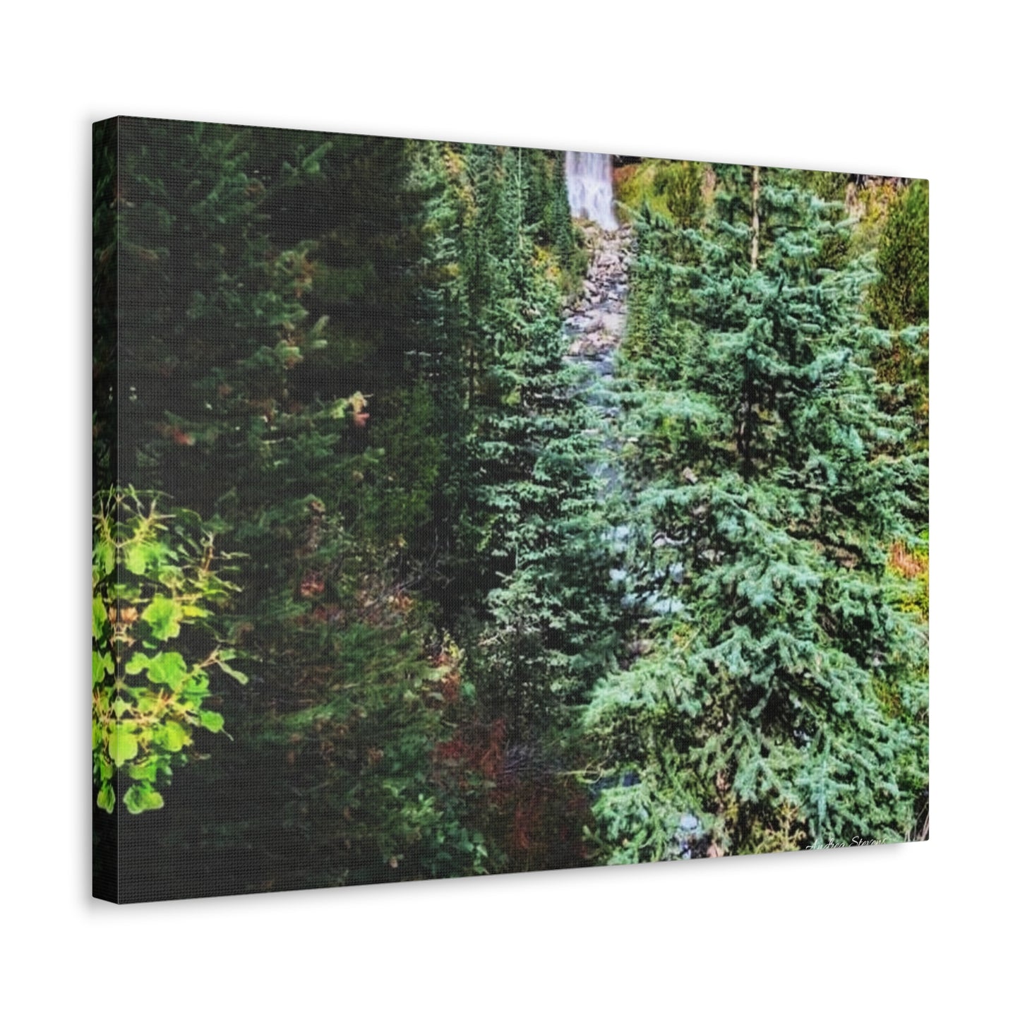 Bend Oregon Serene Nature Stretched Canvas - Tranquil Forest Waterfall Wall Art
