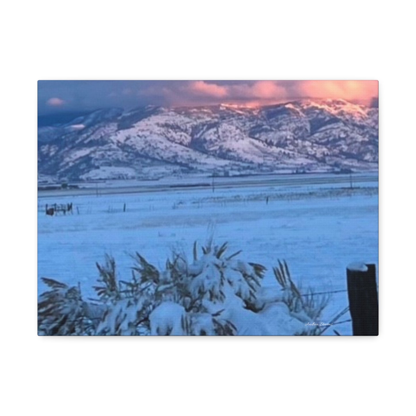 Lakeview Oregon Winter Landscape Stretched Canvas Art - Scenic Mountain Wall Decor by Andrea Stevens