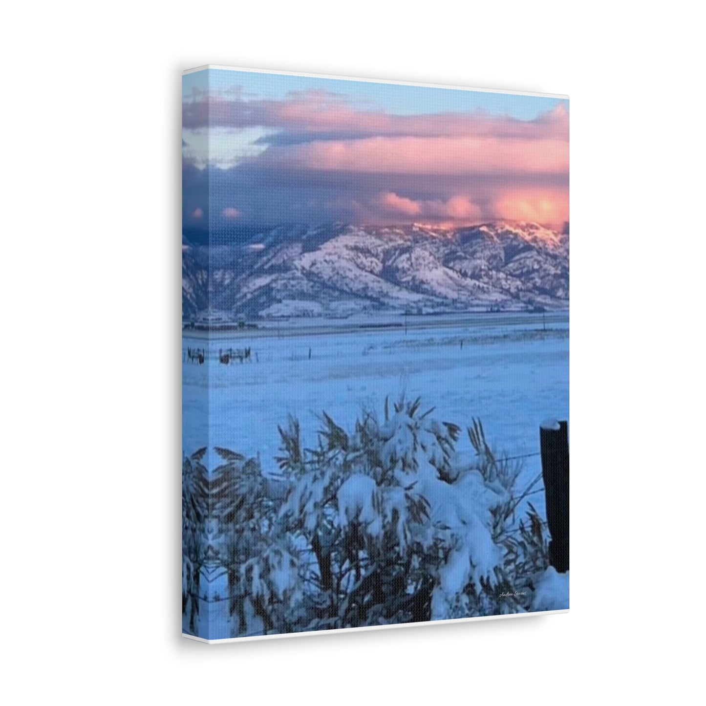 Lakeview Oregon Winter Landscape Stretched Canvas Art - Scenic Mountain Wall Decor by Andrea Stevens