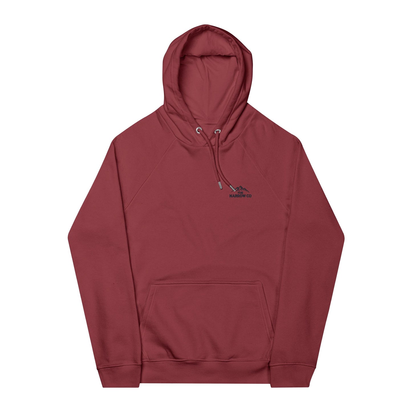 Unisex Eco-Friendly Raglan Hoodie with Mountain Embroidery