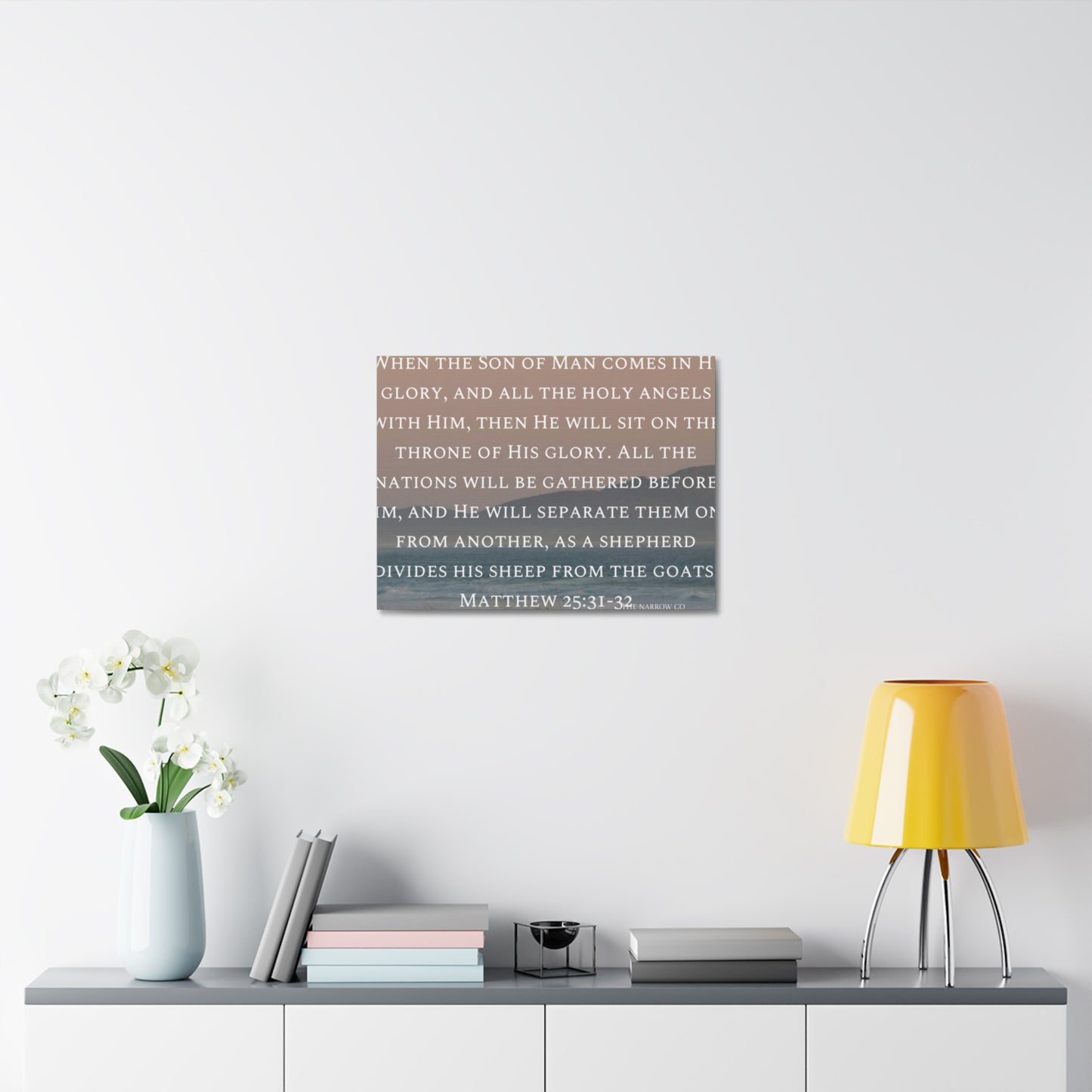 Inspirational Wall Art Canvas, Matthew 25:31-32 Quote, Home Decor, Christian Gift, Modern Faith Art, Religious Inspiration