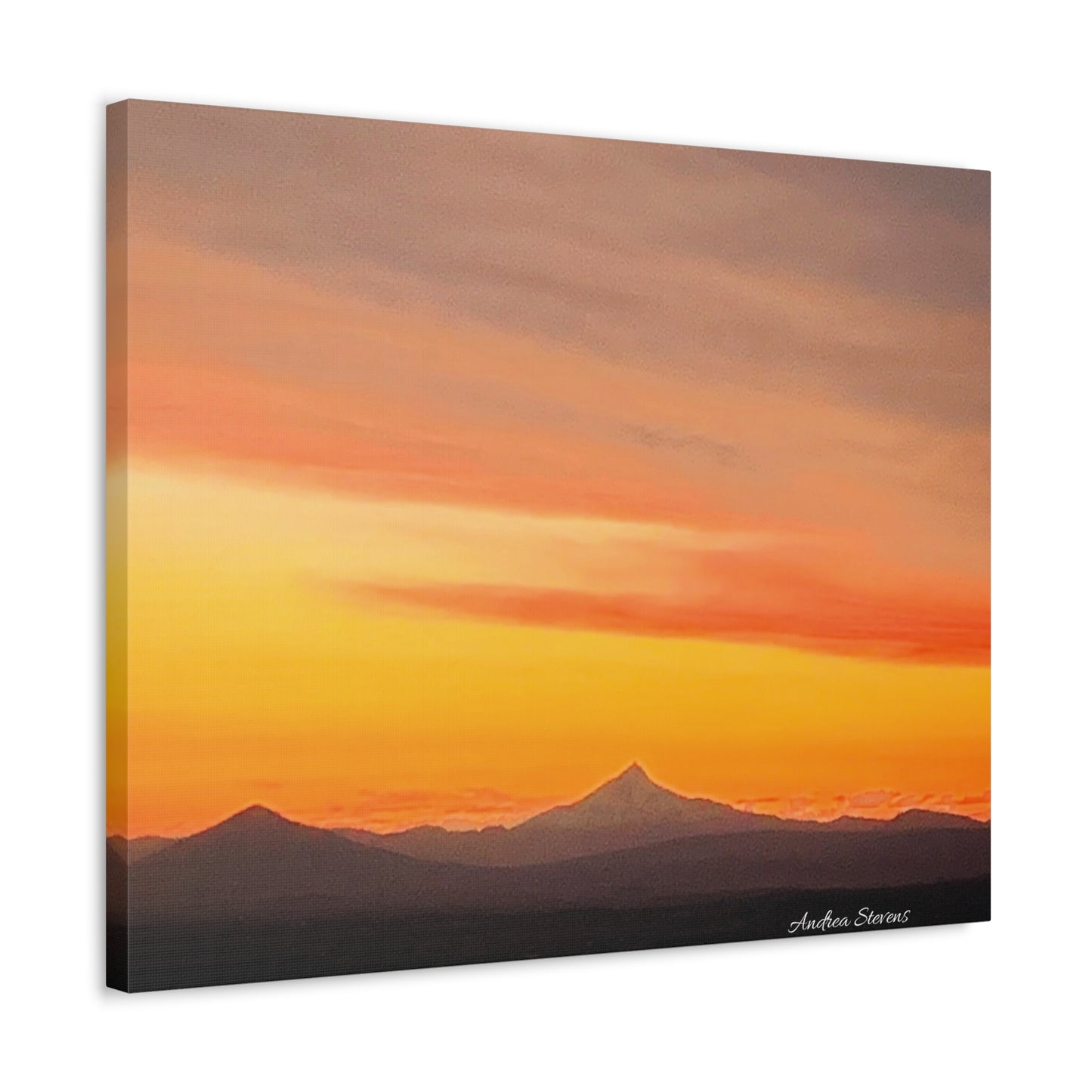 Bend Oregon Stretched Canvas Wall Art - Serene Mountain Sunset Decor