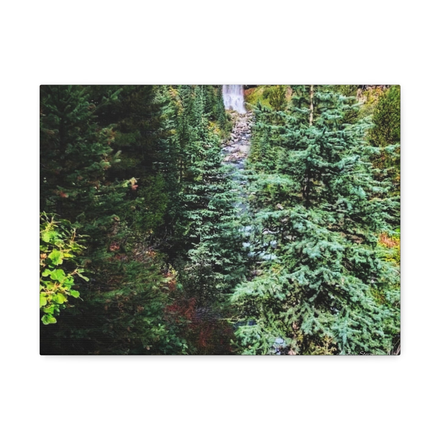 Bend Oregon Serene Nature Stretched Canvas - Tranquil Forest Waterfall Wall Art