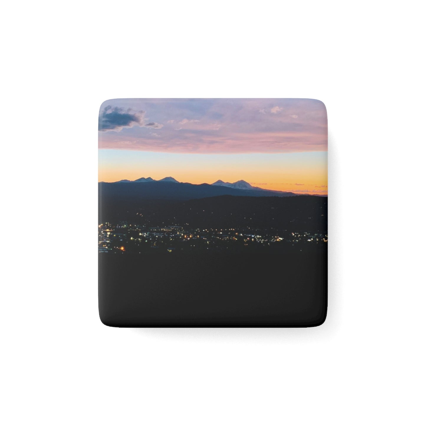 Bend Oregon Pilot Butte Mountain Landscape Porcelain Magnet - Scenic Nature Decor By Andrea Stevens