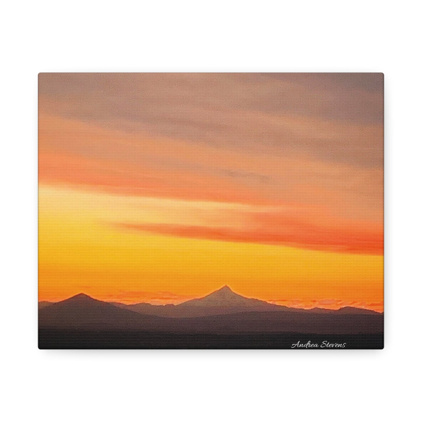 Bend Oregon Stretched Canvas Wall Art - Serene Mountain Sunset Decor