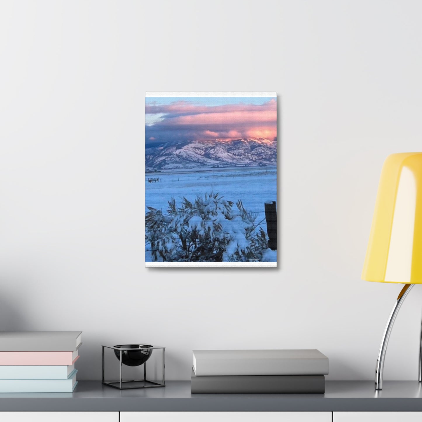 Lakeview Oregon Winter Landscape Stretched Canvas Art - Scenic Mountain Wall Decor by Andrea Stevens
