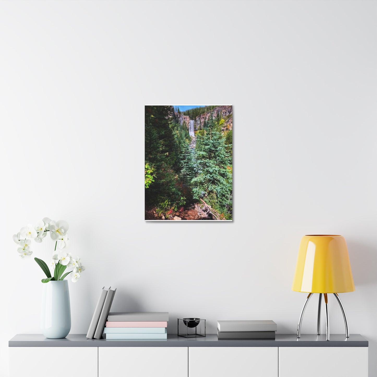 Bend Oregon Serene Nature Stretched Canvas - Tranquil Forest Waterfall Wall Art