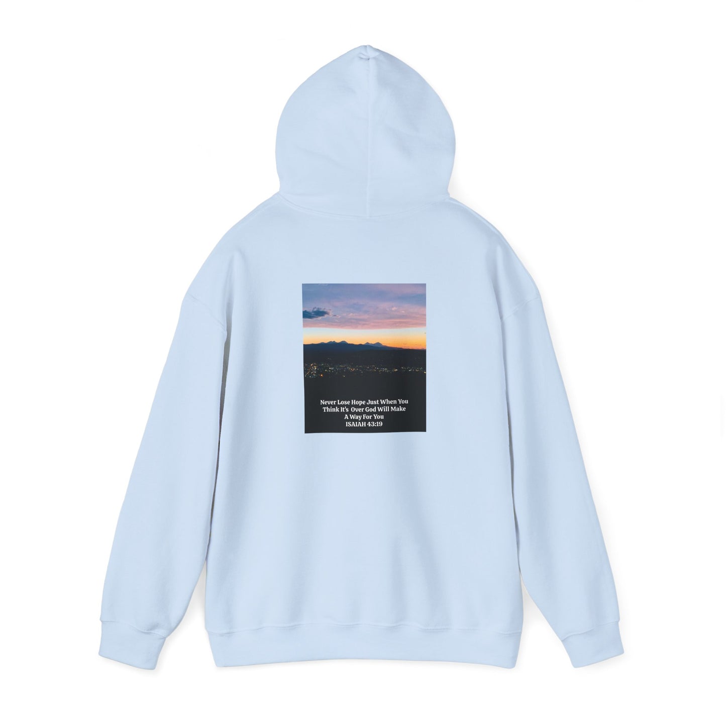 Pilot Butte Mountain Range Sunset in Bend Oregon Inspirational Quote Hooded Sweatshirt - Cozy Unisex Heavy Blend™by Andrea Stevens