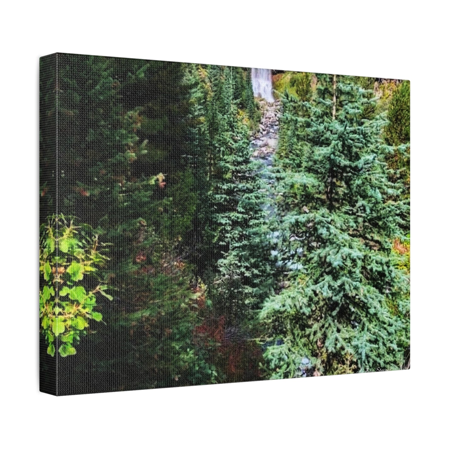 Bend Oregon Serene Nature Stretched Canvas - Tranquil Forest Waterfall Wall Art
