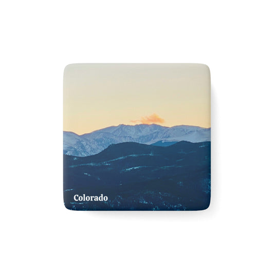 Colorado Mountain View Porcelain Magnet - Square Scenic Home Decor By Andrea Stevens
