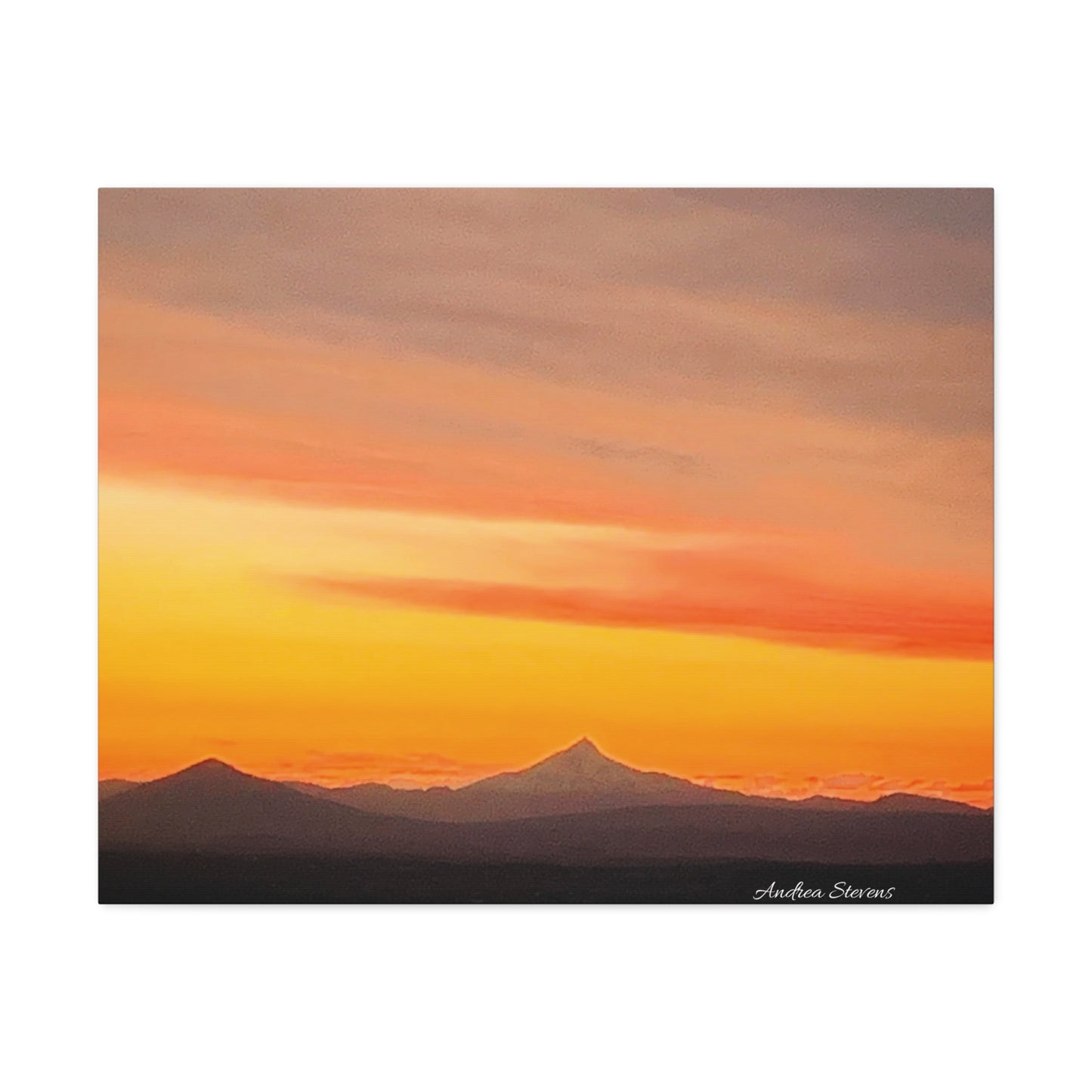Bend Oregon Stretched Canvas Wall Art - Serene Mountain Sunset Decor