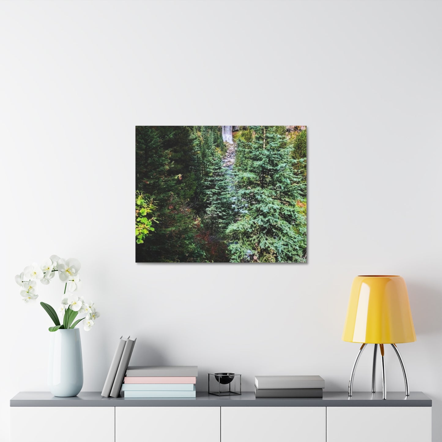 Bend Oregon Serene Nature Stretched Canvas - Tranquil Forest Waterfall Wall Art