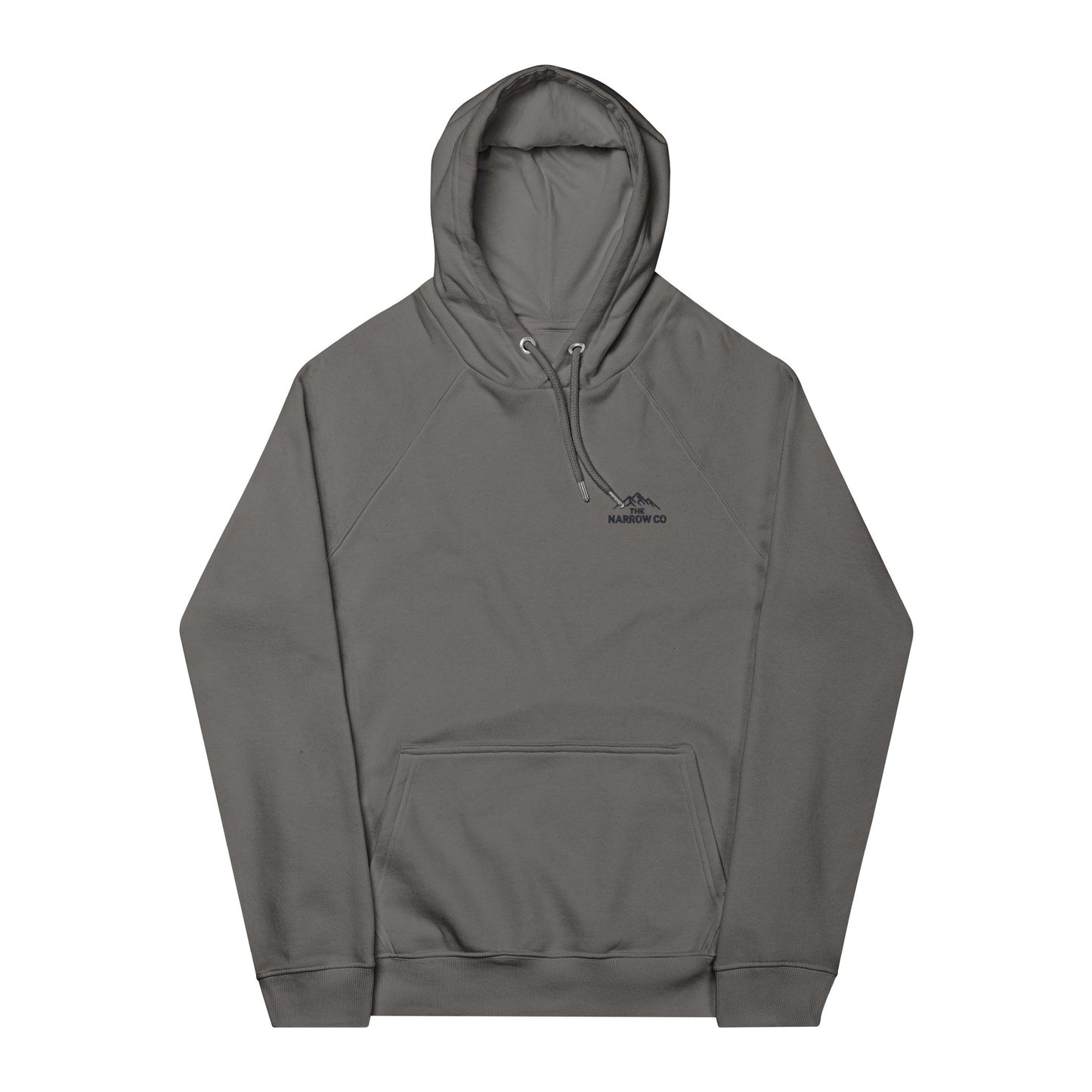 Unisex Eco-Friendly Raglan Hoodie with Mountain Embroidery