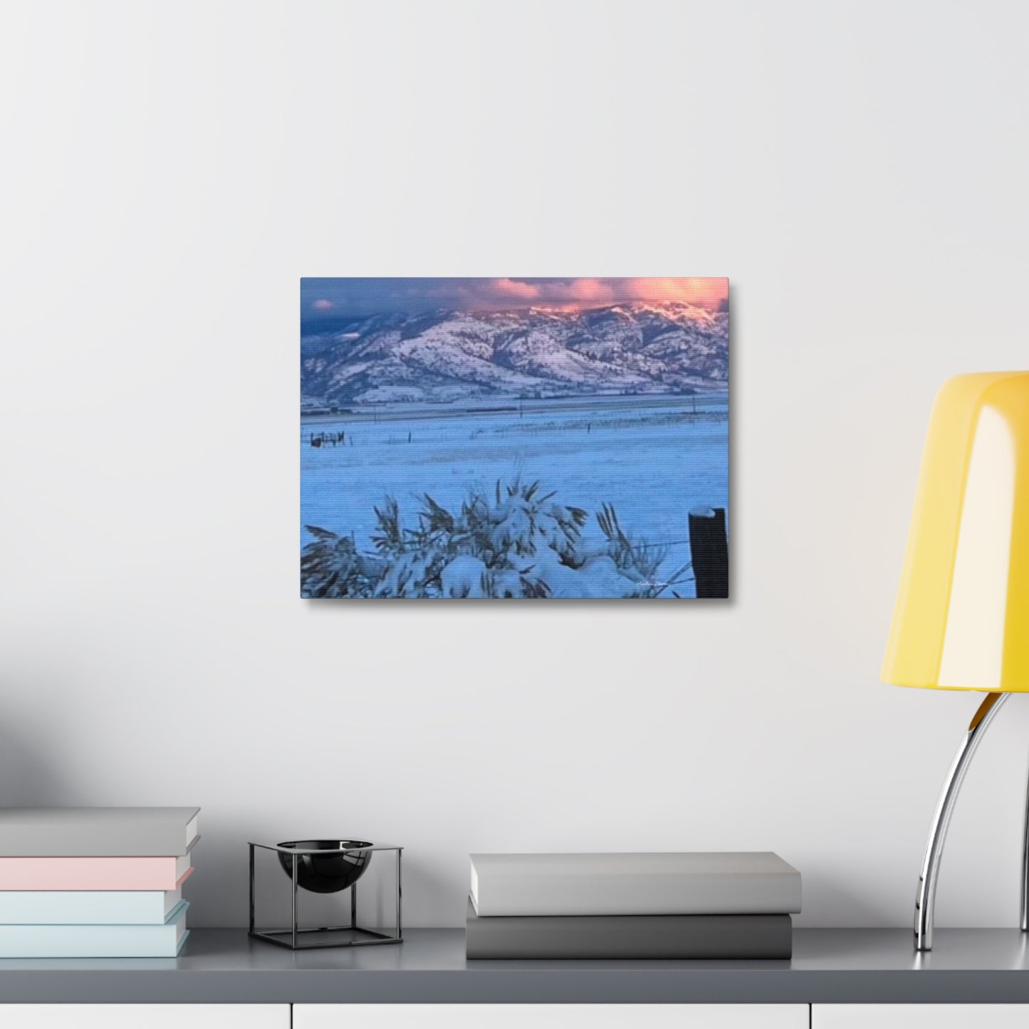Lakeview Oregon Winter Landscape Stretched Canvas Art - Scenic Mountain Wall Decor by Andrea Stevens