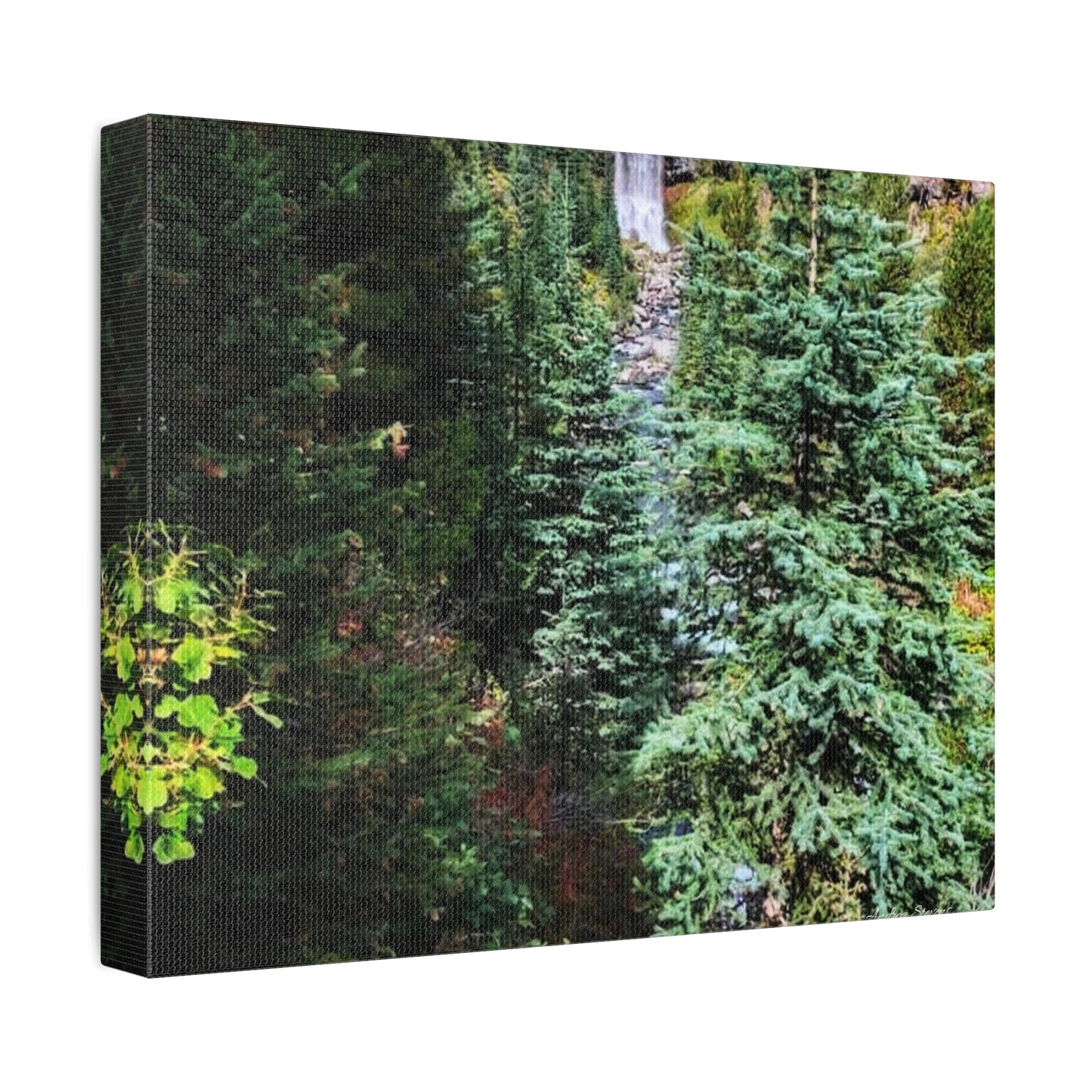 Bend Oregon Serene Nature Stretched Canvas - Tranquil Forest Waterfall Wall Art