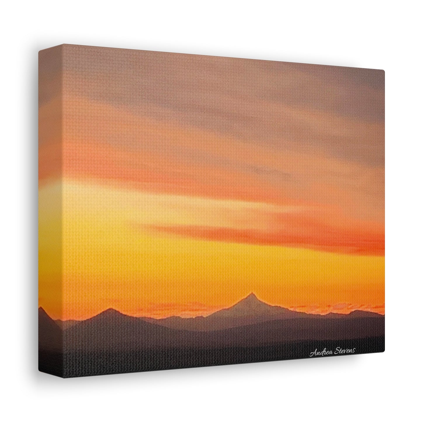 Bend Oregon Stretched Canvas Wall Art - Serene Mountain Sunset Decor
