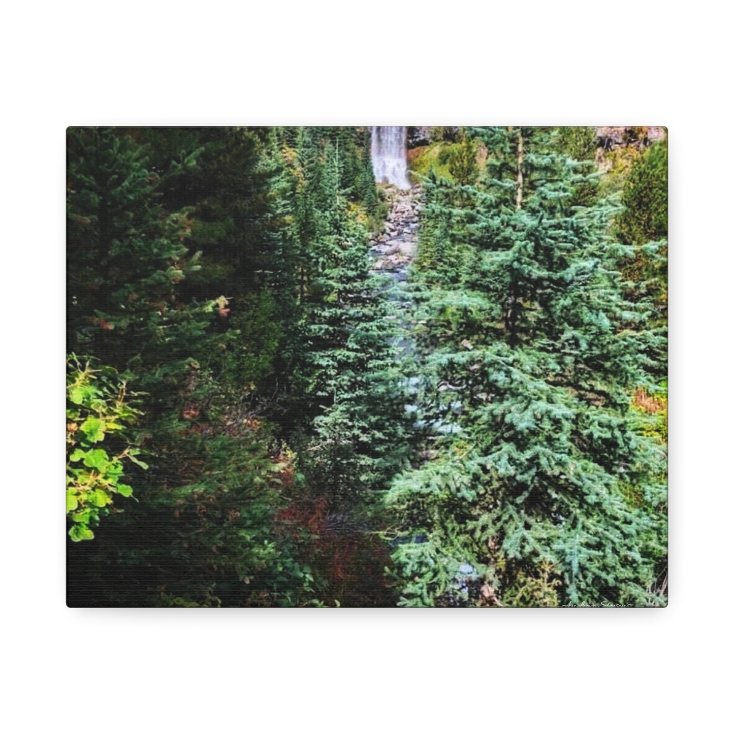 Bend Oregon Serene Nature Stretched Canvas - Tranquil Forest Waterfall Wall Art