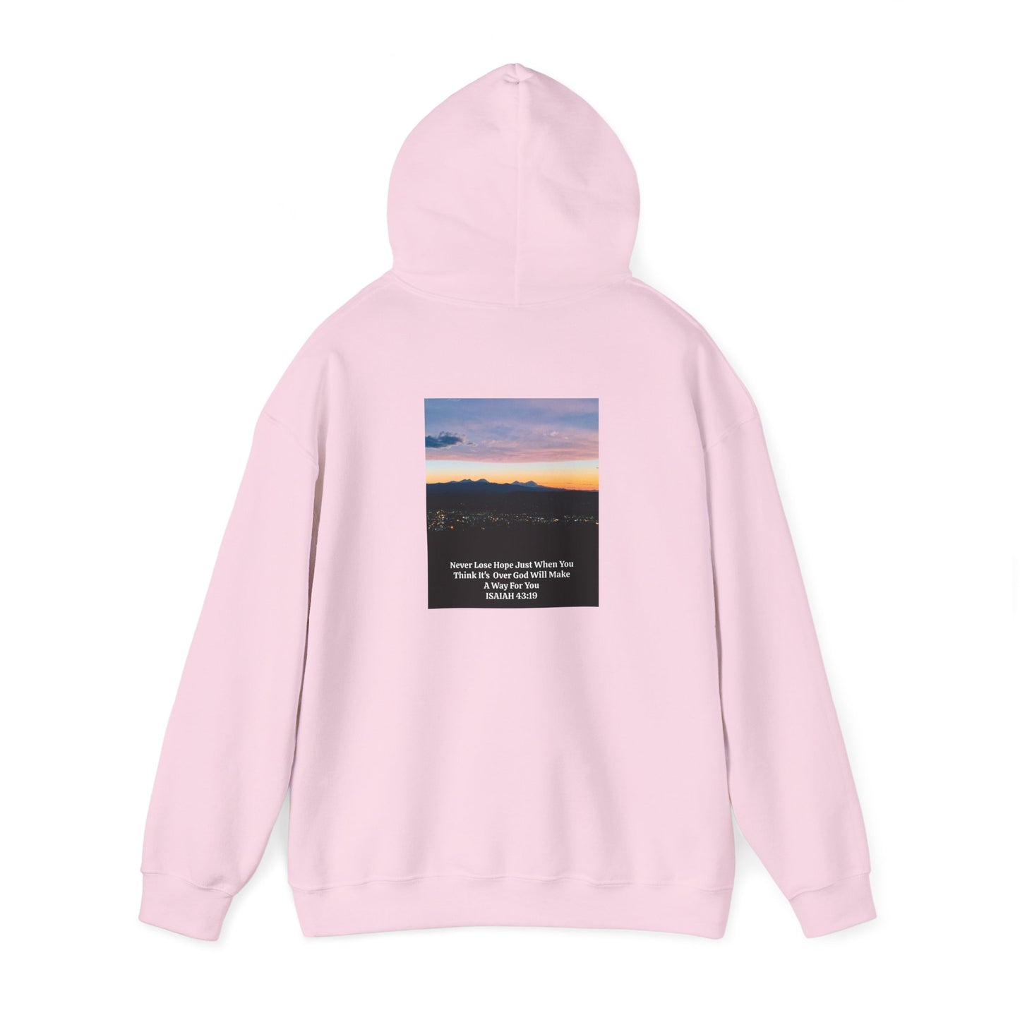 Pilot Butte Mountain Range Sunset in Bend Oregon Inspirational Quote Hooded Sweatshirt - Cozy Unisex Heavy Blend™by Andrea Stevens