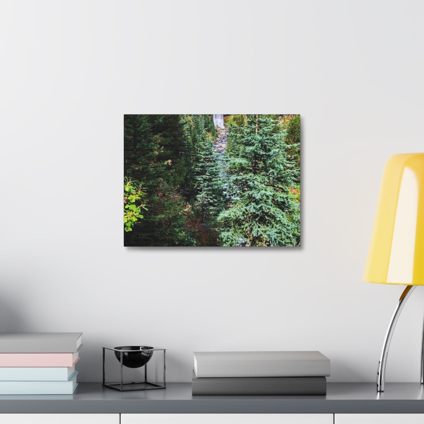Bend Oregon Serene Nature Stretched Canvas - Tranquil Forest Waterfall Wall Art