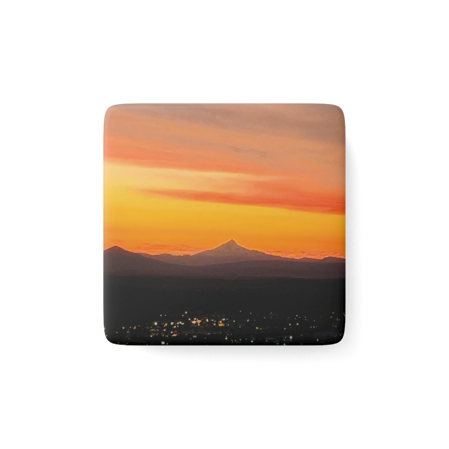 Bend Oregon Magical Sunset Porcelain Magnet, Decorative Fridge Magnet, Unique Home Decor, Gift for Nature Lovers, Scenic Souvenir by Andrea Stevens