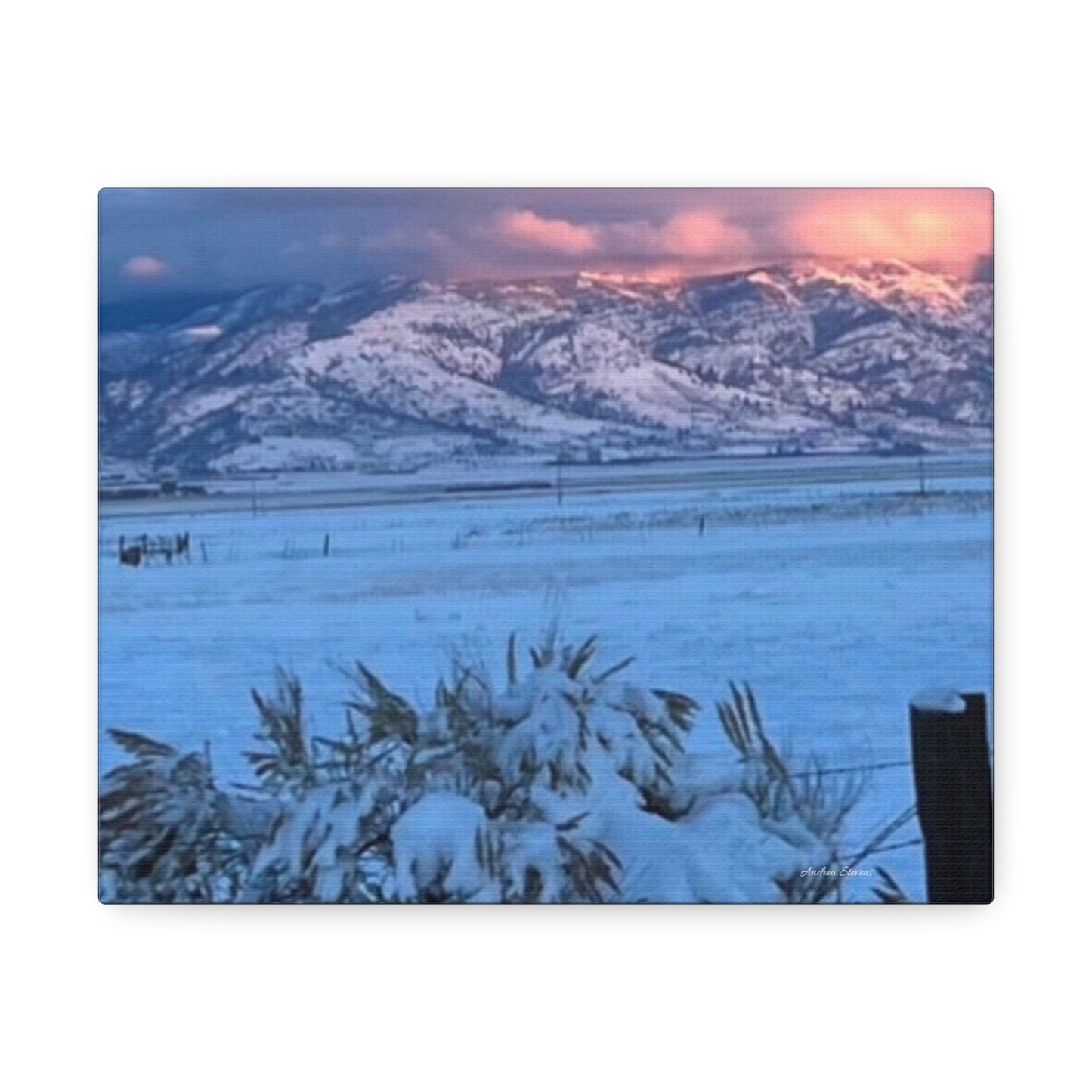 Lakeview Oregon Winter Landscape Stretched Canvas Art - Scenic Mountain Wall Decor by Andrea Stevens
