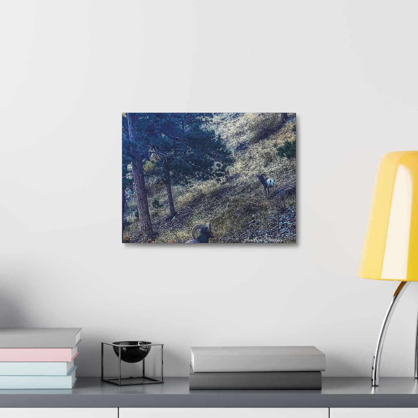 Colorado Nature-Inspired Stretched Canvas Art featuring Majestic Rams by Andrea Stevens