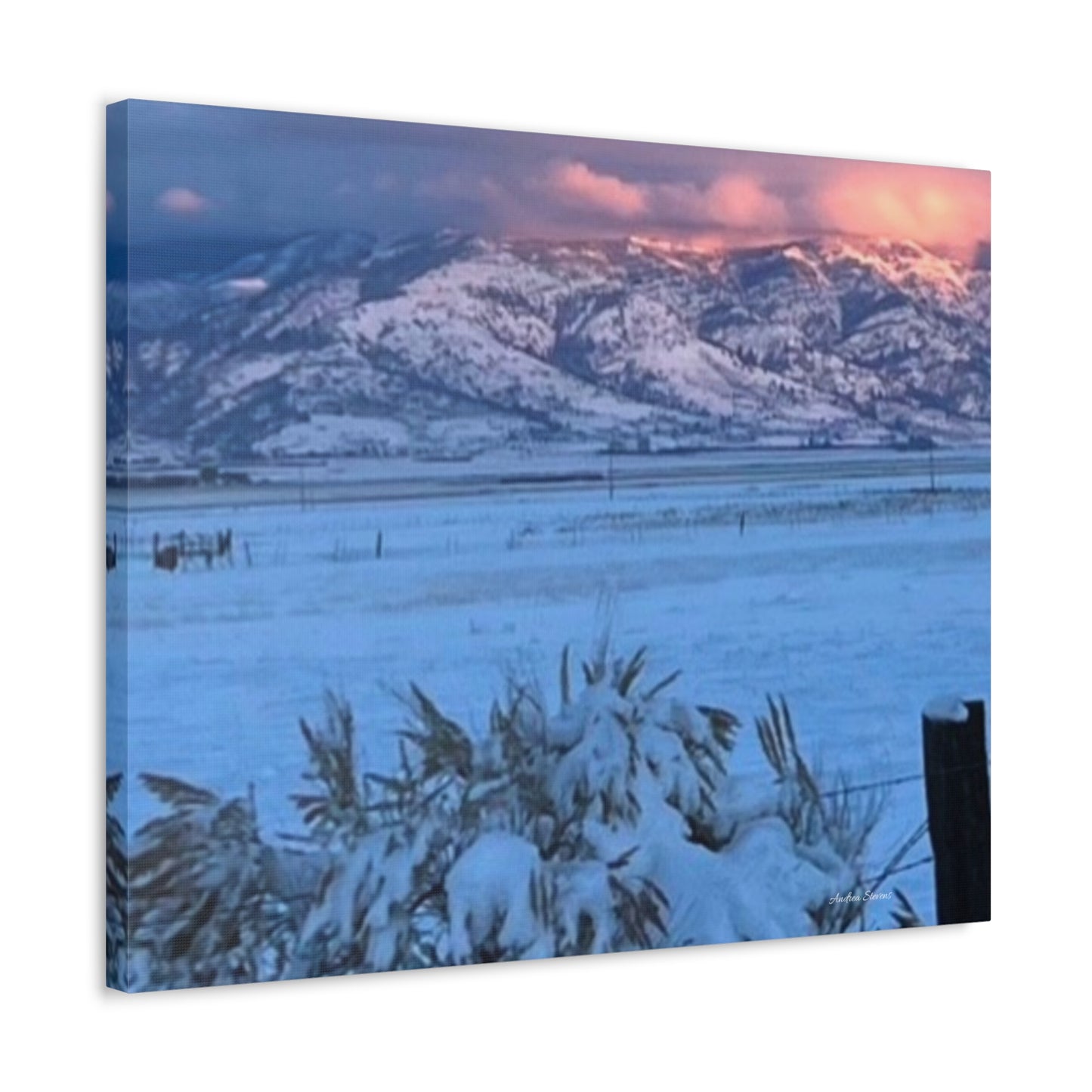 Lakeview Oregon Winter Landscape Stretched Canvas Art - Scenic Mountain Wall Decor by Andrea Stevens