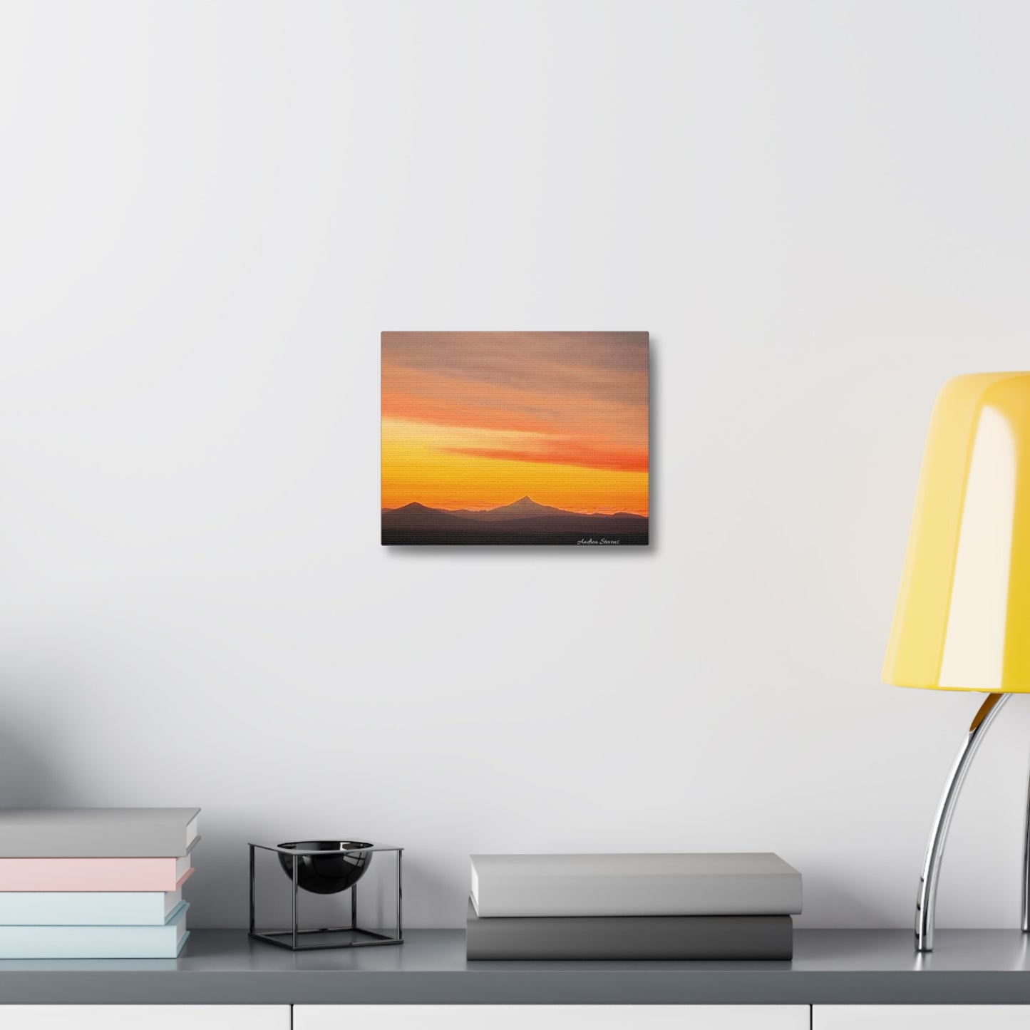 Bend Oregon Stretched Canvas Wall Art - Serene Mountain Sunset Decor