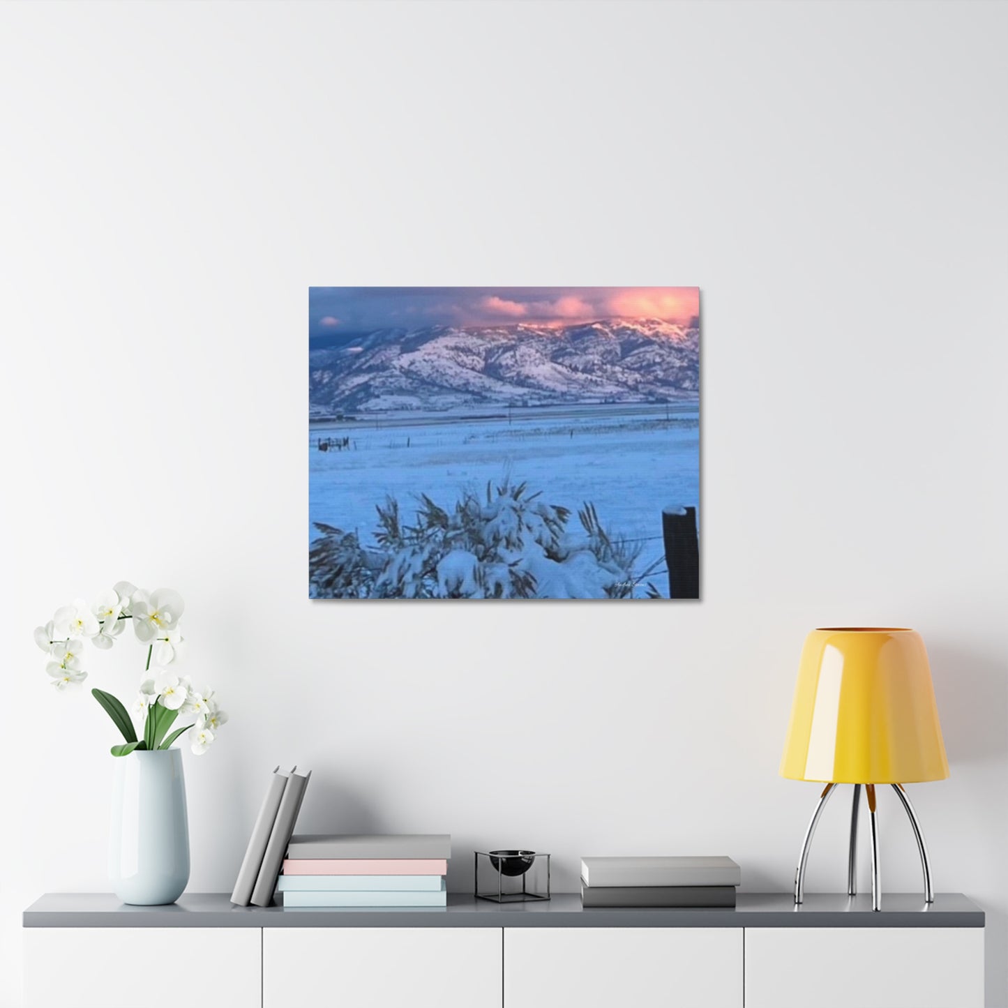 Lakeview Oregon Winter Landscape Stretched Canvas Art - Scenic Mountain Wall Decor by Andrea Stevens