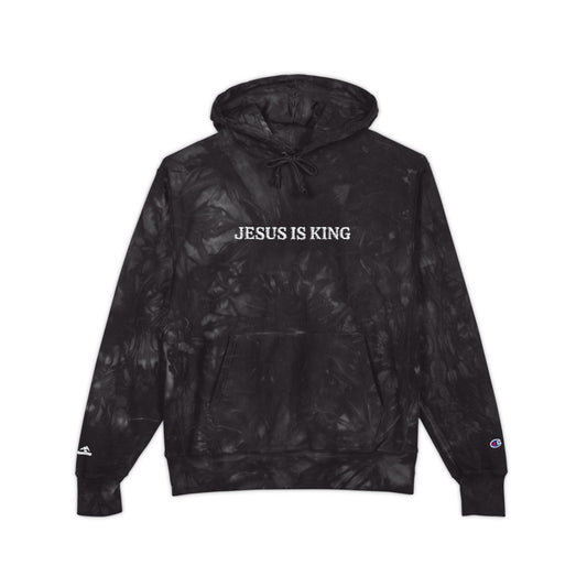 Unisex Tie-Dye Hoodie with 'Jesus is King' Embroidery, Cozy Apparel, Religious Fashion, Gift for Him/Her, Casual Wear