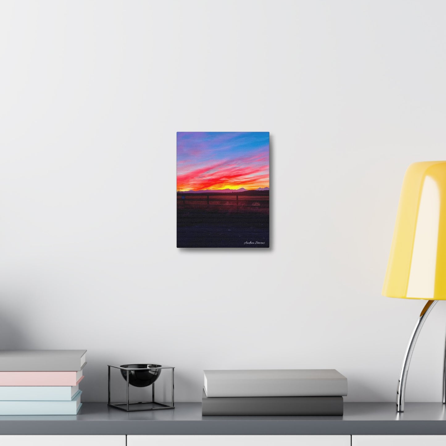 Bend Oregon Three Sisters Sunset Stretched Canvas Art Print - Vibrant Landscape Decor for Home By Andrea Stevens