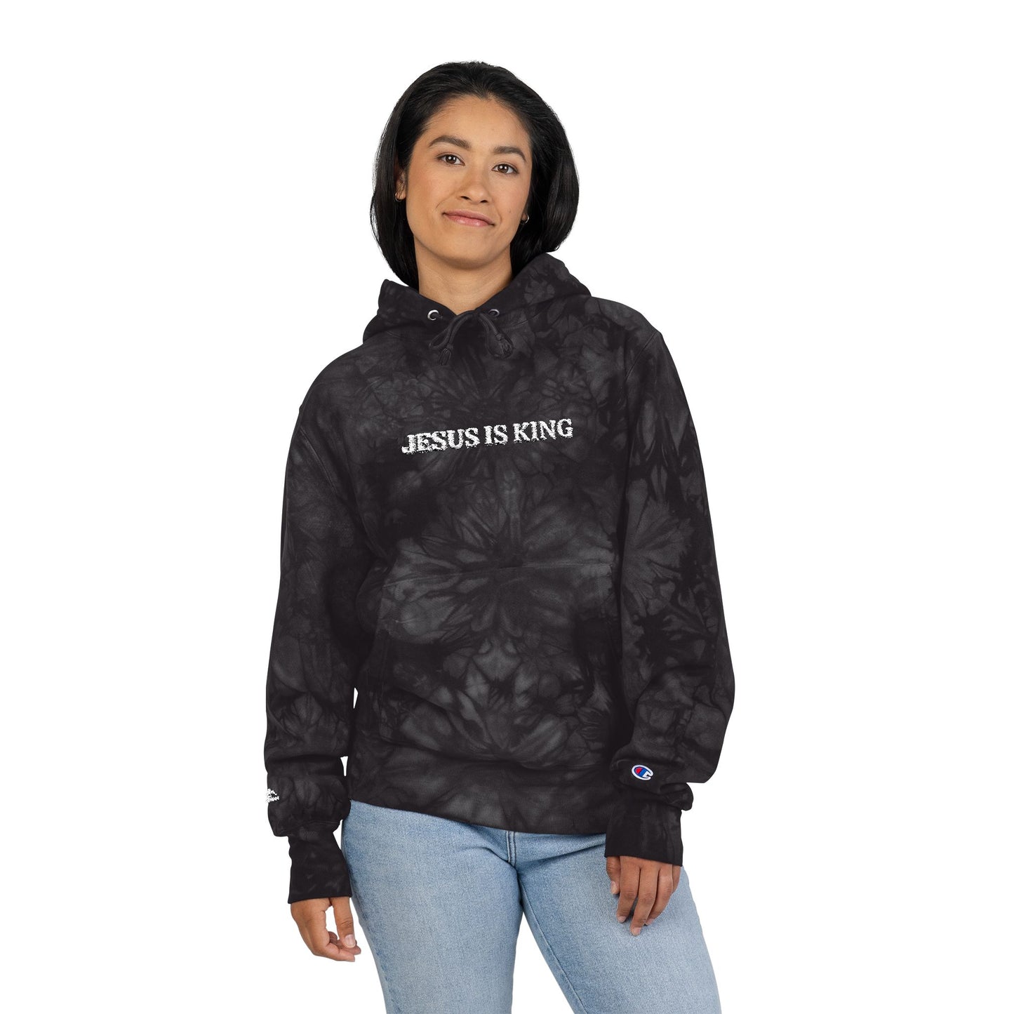 Unisex Tie-Dye Hoodie with 'Jesus is King' Embroidery, Cozy Apparel, Religious Fashion, Gift for Him/Her, Casual Wear