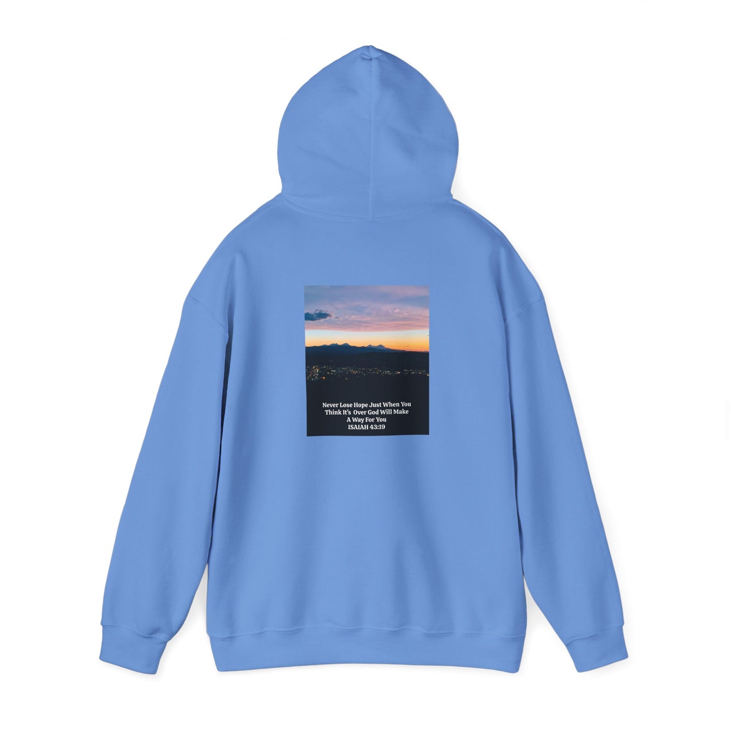 Pilot Butte Mountain Range Sunset in Bend Oregon Inspirational Quote Hooded Sweatshirt - Cozy Unisex Heavy Blend™by Andrea Stevens