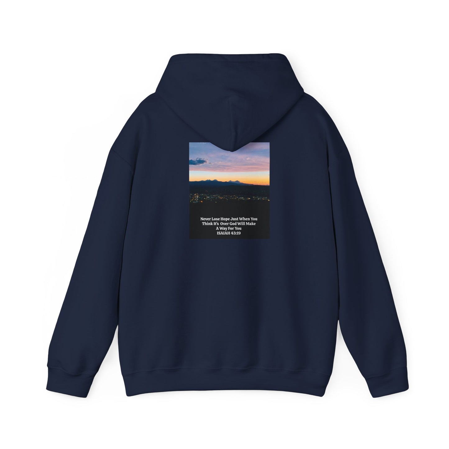 Pilot Butte Mountain Range Sunset in Bend Oregon Inspirational Quote Hooded Sweatshirt - Cozy Unisex Heavy Blend™by Andrea Stevens