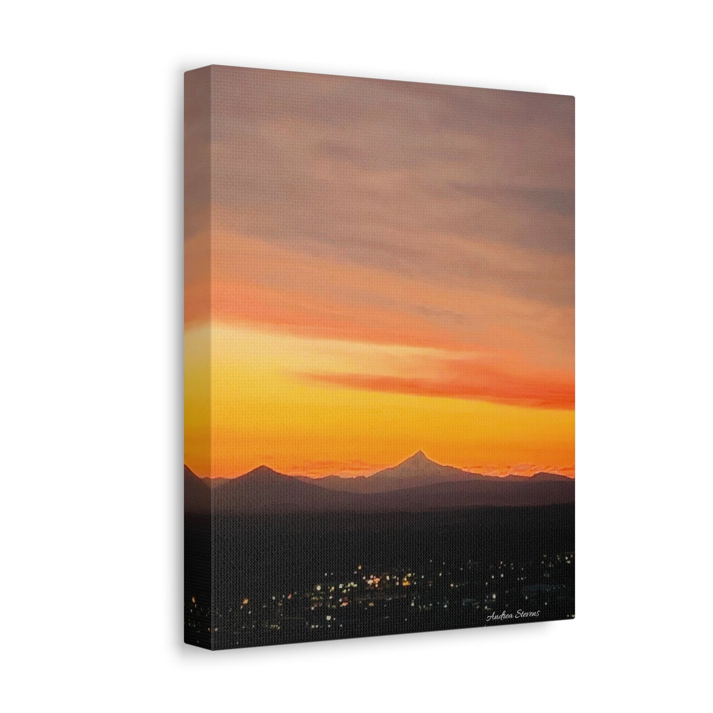 Bend Oregon Stretched Canvas Wall Art - Serene Mountain Sunset Decor