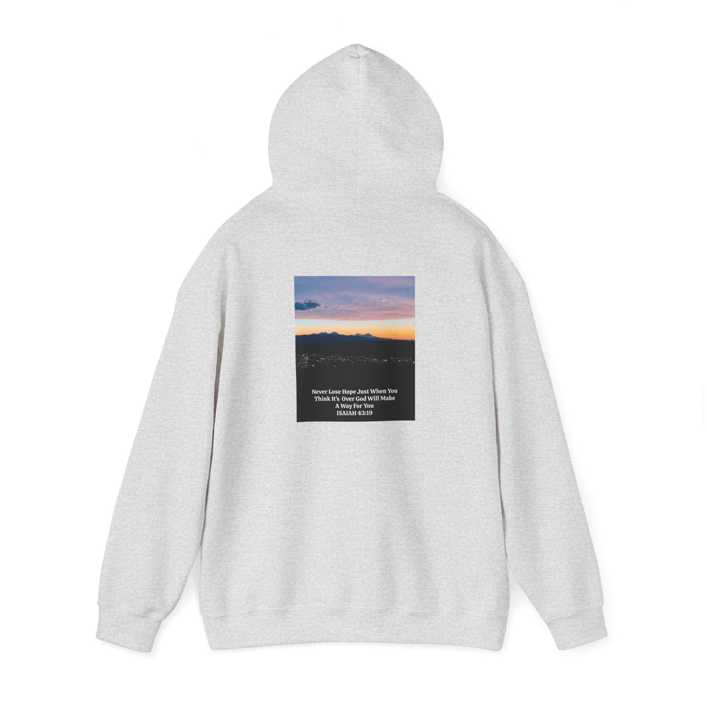 Pilot Butte Mountain Range Sunset in Bend Oregon Inspirational Quote Hooded Sweatshirt - Cozy Unisex Heavy Blend™by Andrea Stevens