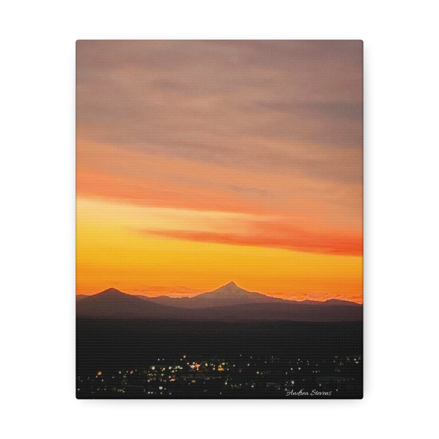 Bend Oregon Stretched Canvas Wall Art - Serene Mountain Sunset Decor