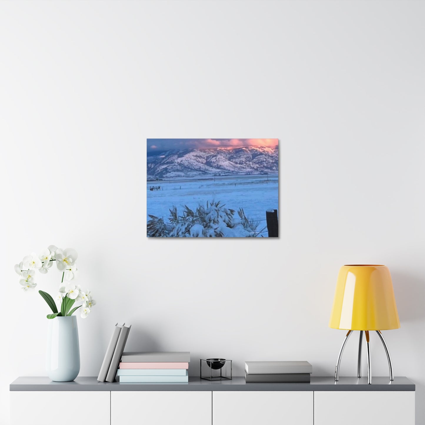 Lakeview Oregon Winter Landscape Stretched Canvas Art - Scenic Mountain Wall Decor by Andrea Stevens