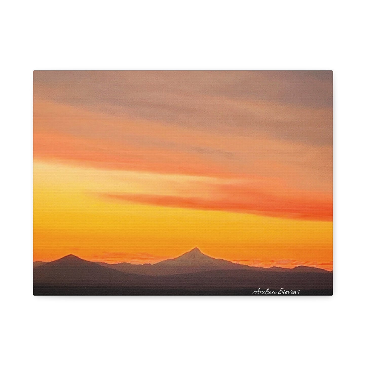 Bend Oregon Stretched Canvas Wall Art - Serene Mountain Sunset Decor