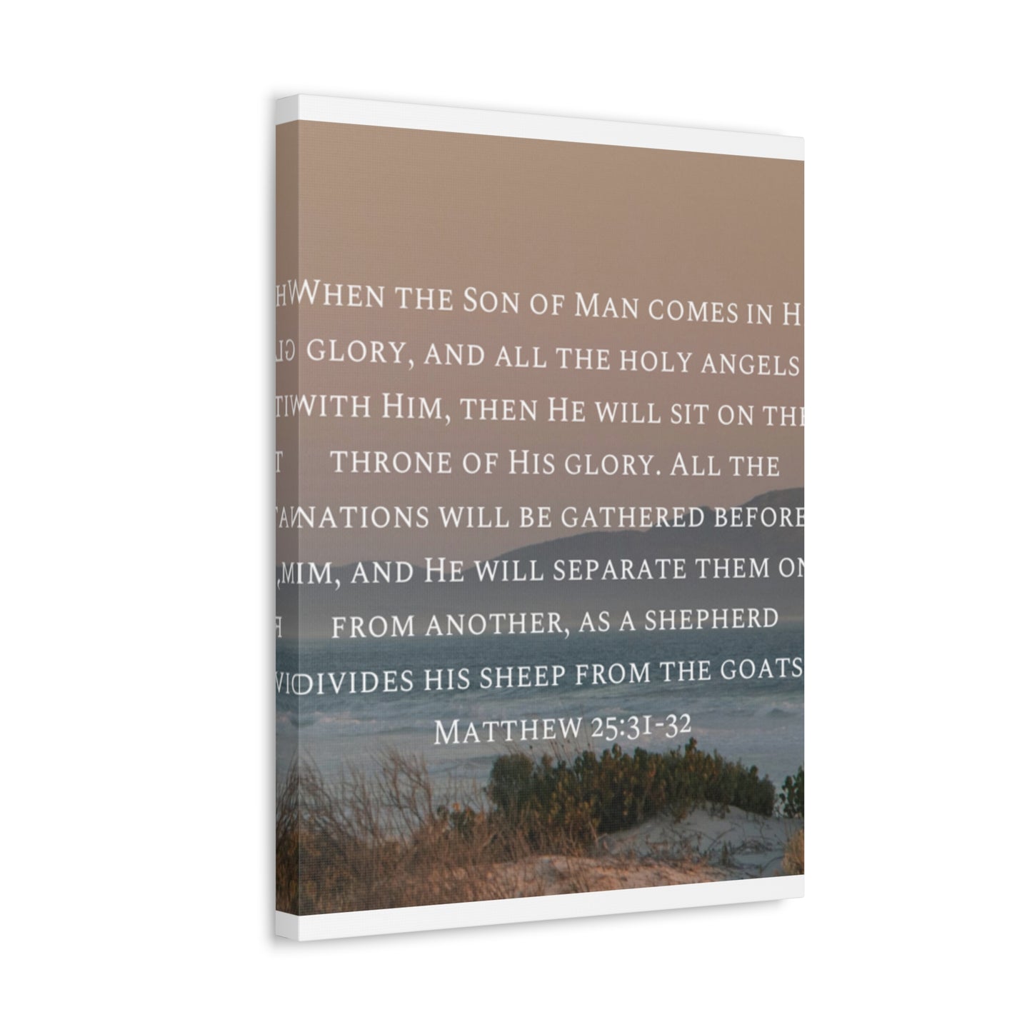 Inspirational Wall Art Canvas, Matthew 25:31-32 Quote, Home Decor, Christian Gift, Modern Faith Art, Religious Inspiration