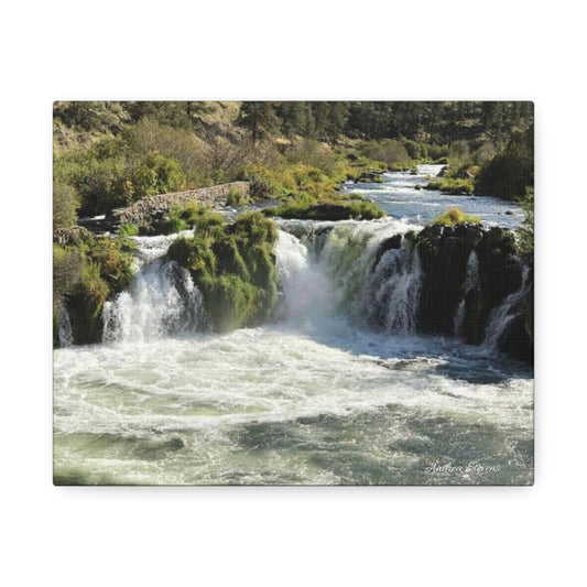 Steelhead falls trail in Terrebonne Oregon Serene Waterfall Stretched Canvas Art - Relaxing Nature Decor for Home