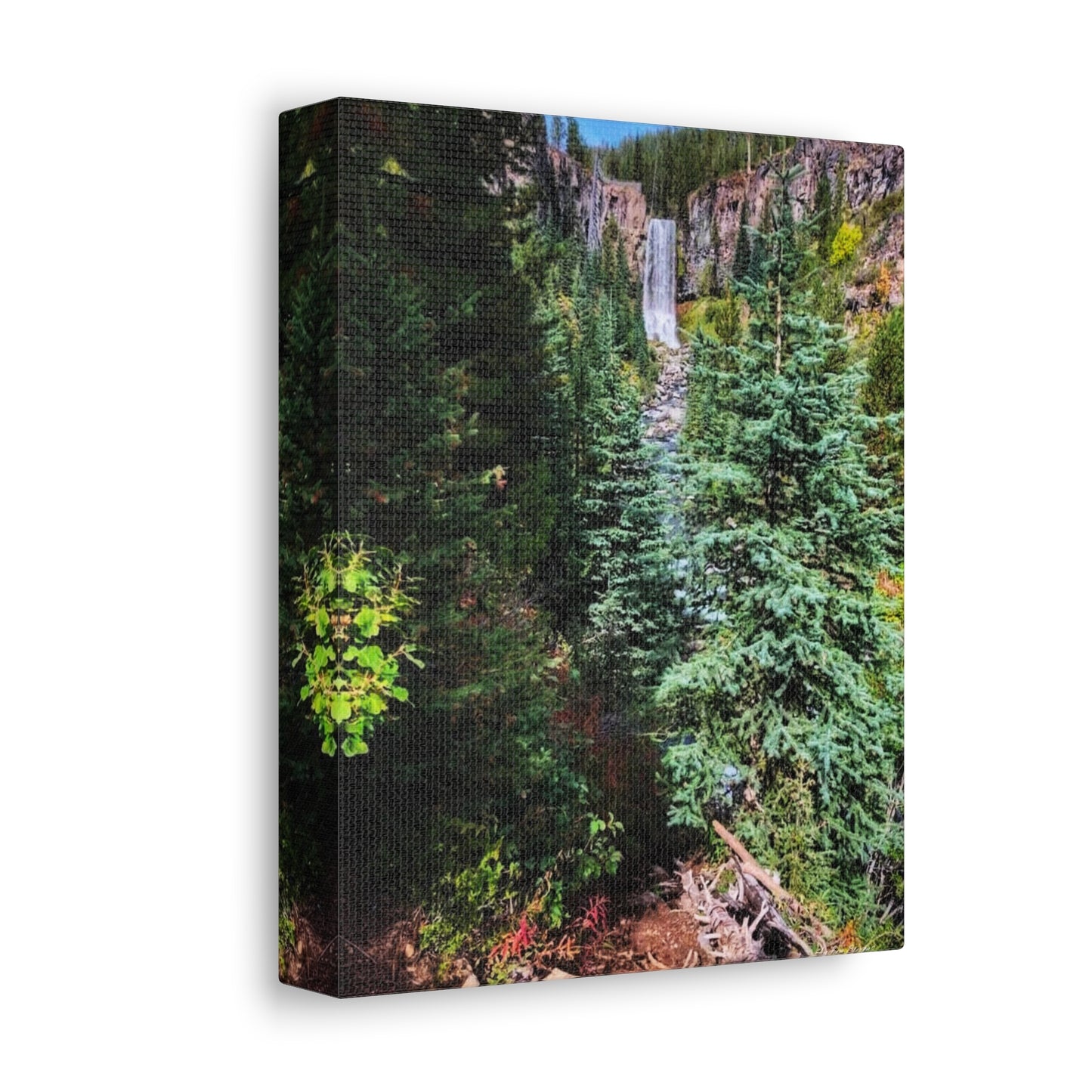Bend Oregon Serene Nature Stretched Canvas - Tranquil Forest Waterfall Wall Art