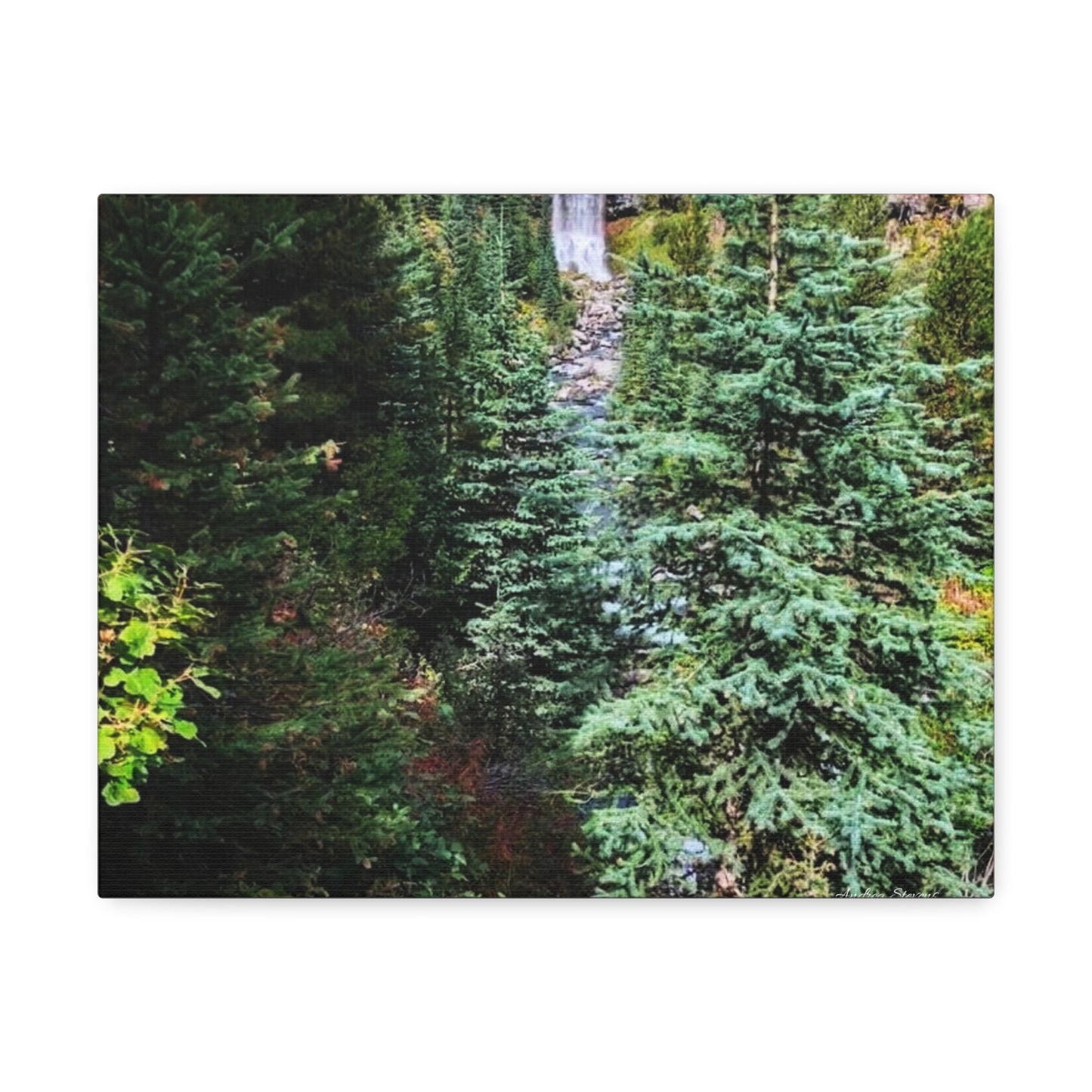 Bend Oregon Serene Nature Stretched Canvas - Tranquil Forest Waterfall Wall Art