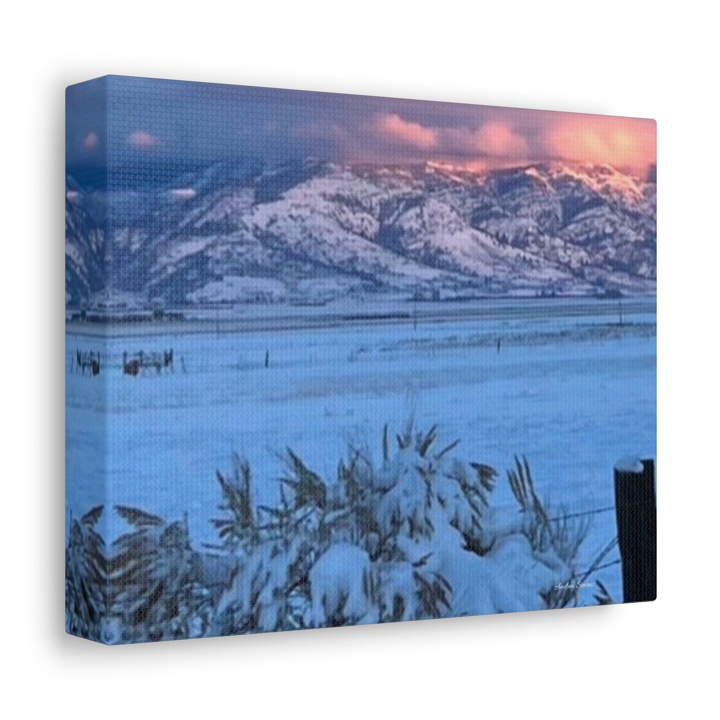 Lakeview Oregon Winter Landscape Stretched Canvas Art - Scenic Mountain Wall Decor by Andrea Stevens